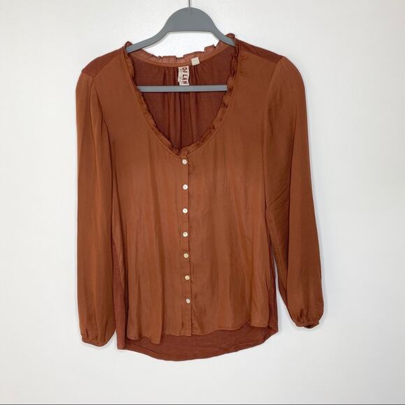 Anthro Dolan Marilyn Button Down Blouse Rust XS - Picture 5 of 9